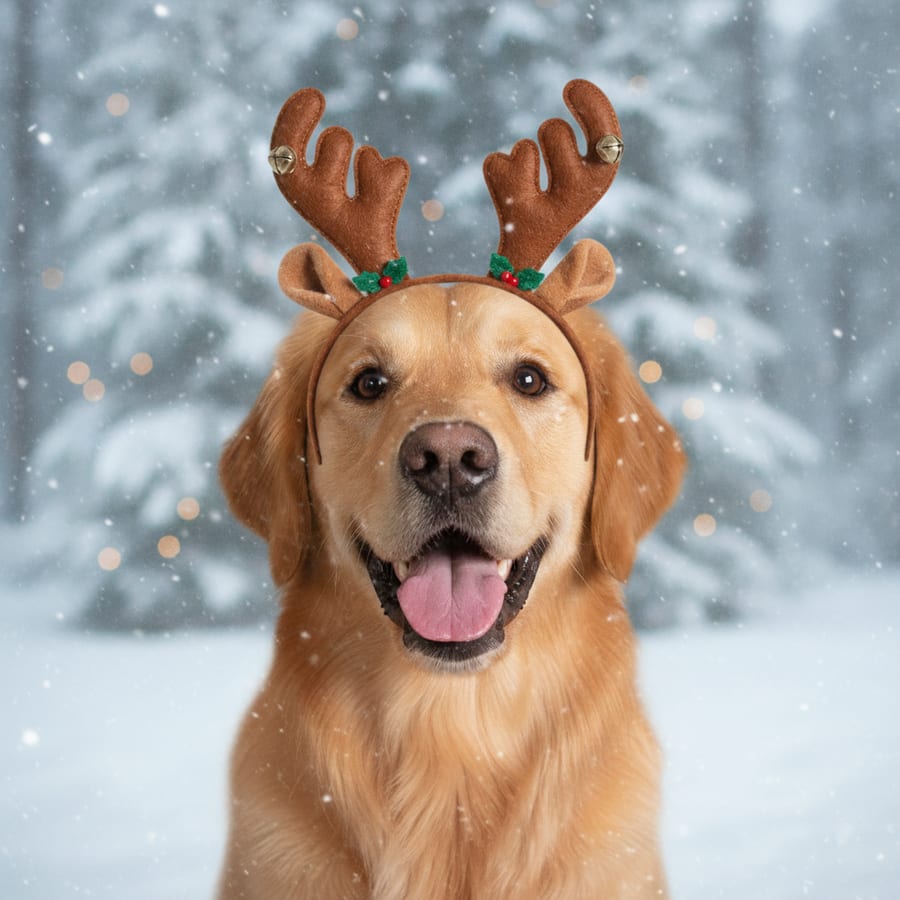 Reindeer AI pet Christmas photo — AI Christmas photo