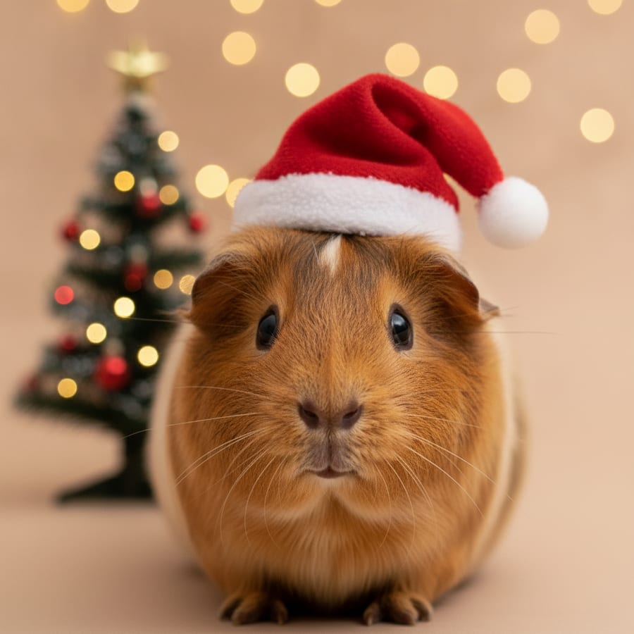 Guinea Pig wearing a Santa hat — AI render