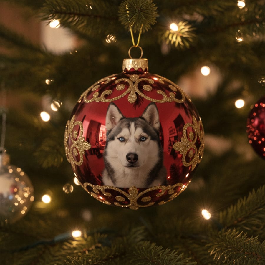Ornament AI pet Christmas photo — AI Christmas photo