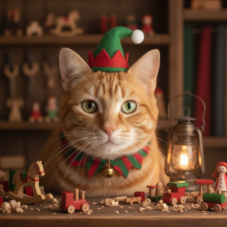 Elf AI pet Christmas photo — AI Christmas photo